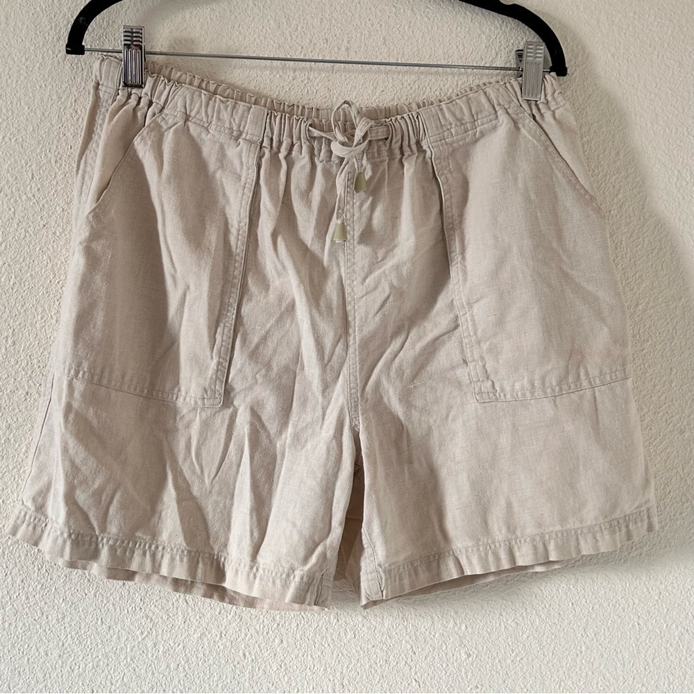 Casualaire Petite Linen Blend Cream Short Women Size PL